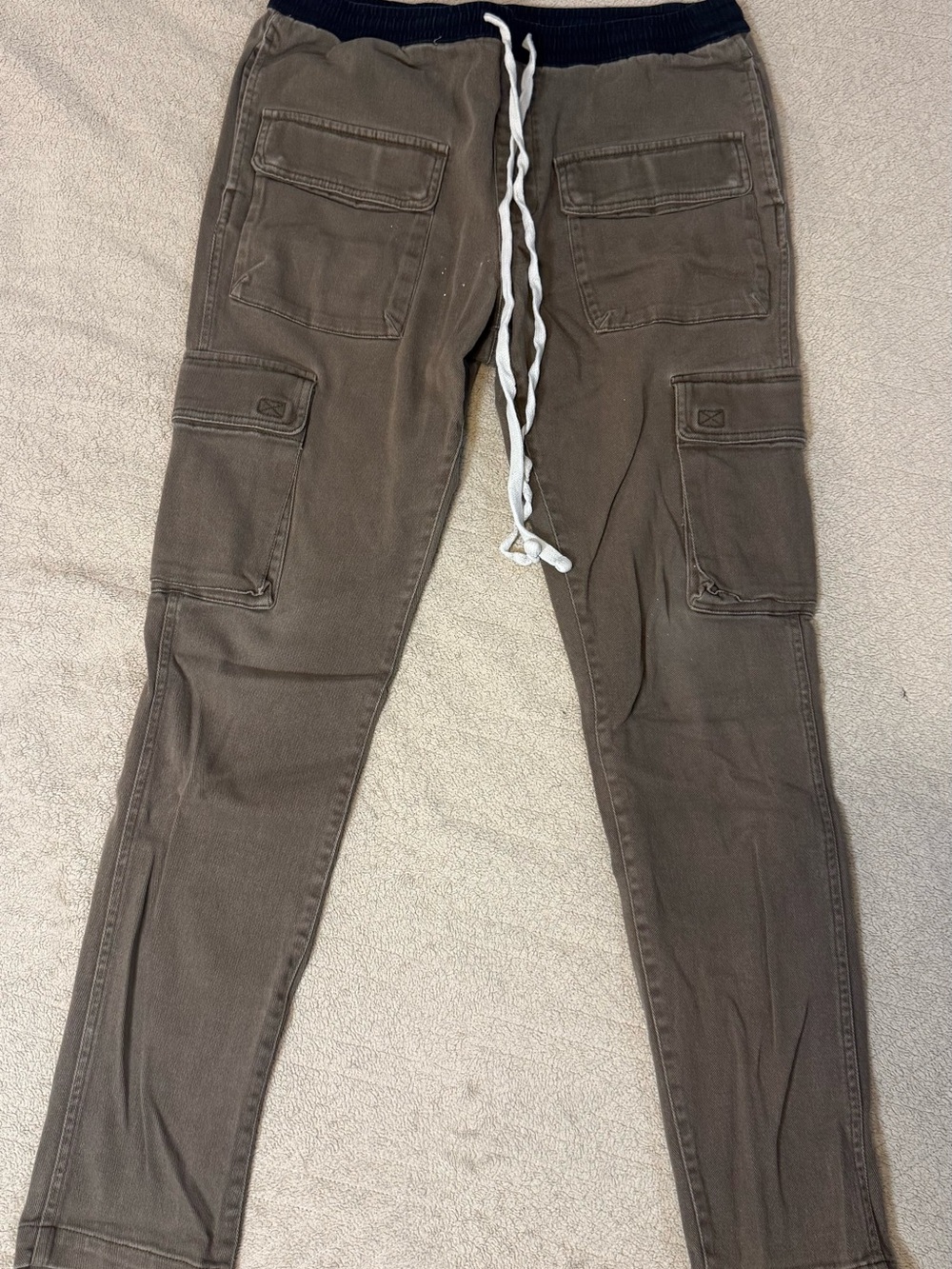 Men's Olive Slim Cargo Joggers with Elastic Waist
